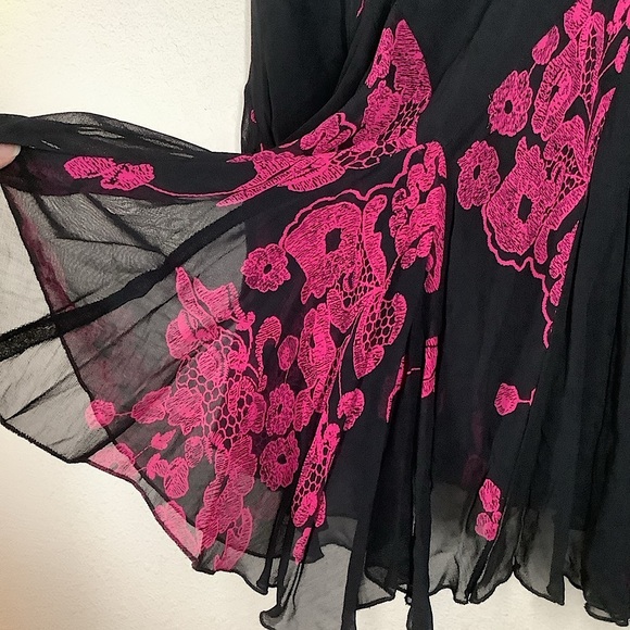 VINTAGE Mesh Y2K Skirt Handkerchief Hem Fairy Grunge Whimsigoth Black Pink 1X - Picture 5 of 11